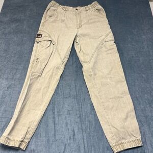 Zeppelin Jeans Mens 32 Beige Denim Elastic Waist Cargo Pocket Hiking Tapered Leg